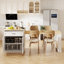 Îlot de cuisine extensible à deux tons de 82,7 po avec table de salle à manger pour 6, prises et tiroirs de rangement-1696315243