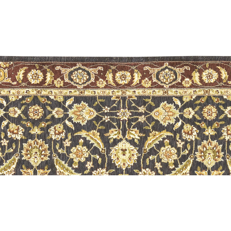 Hand Knotted Oriental Area Rug in Navy/Red, Runner 2'6" x 20'