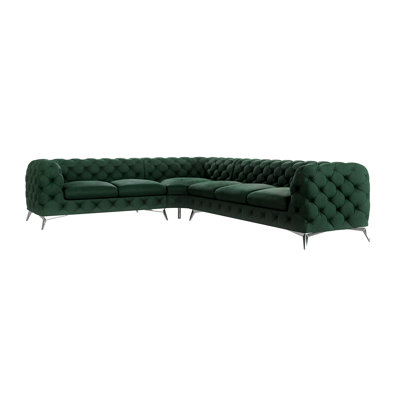 L-shape Corner Chesterfield Sofa Bixby with Silver Metal Legs