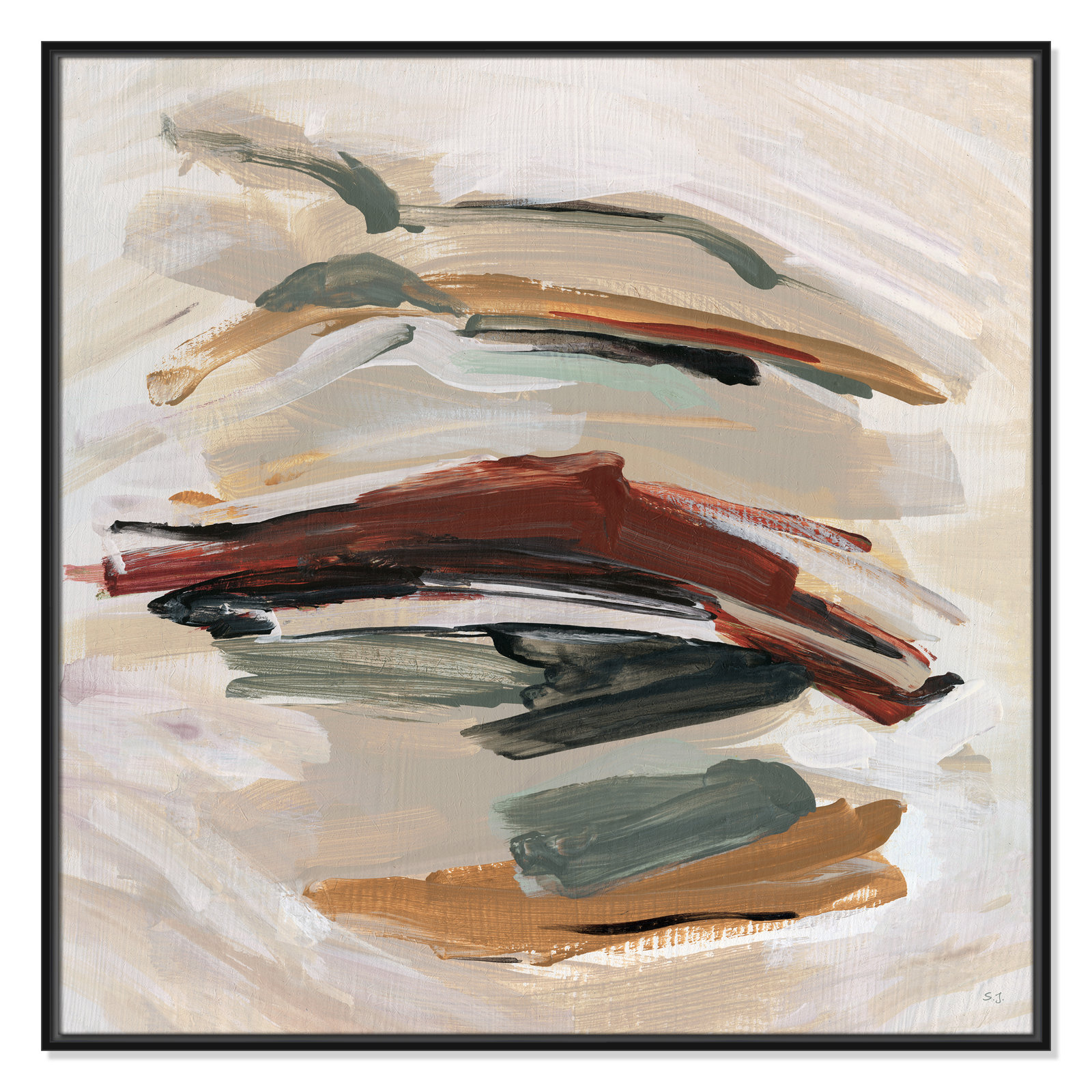 Carmina "Spring Shadows" Painting by Susan Jill, Black , 37.5" H x 37.5" W