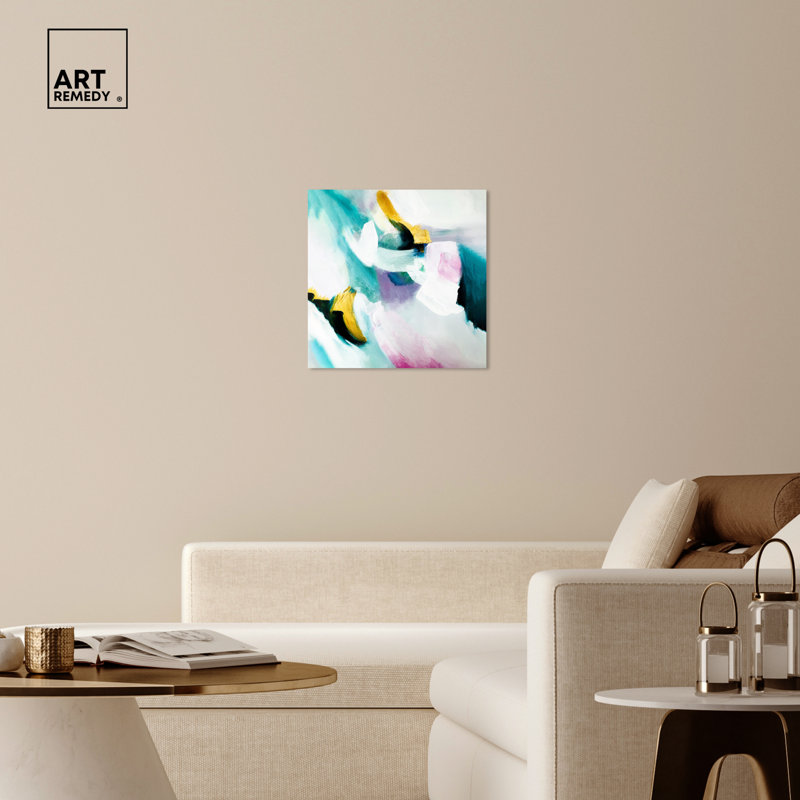 Vibrant 24" x 24" Blue and Gold Abstract Canvas Art