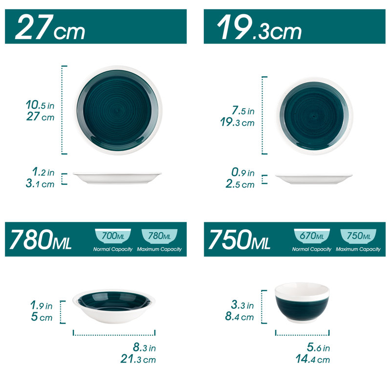 Vancasso ORI Dinnerware - Set of 16, Green