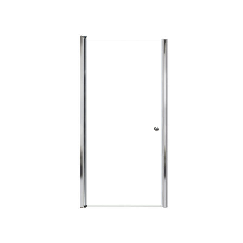 Porte de douche à cadre sans cadre Transoli Lyna, l 33 po x H 70 po, verre trempé transparent de 1/4 po, Chrome chrome
