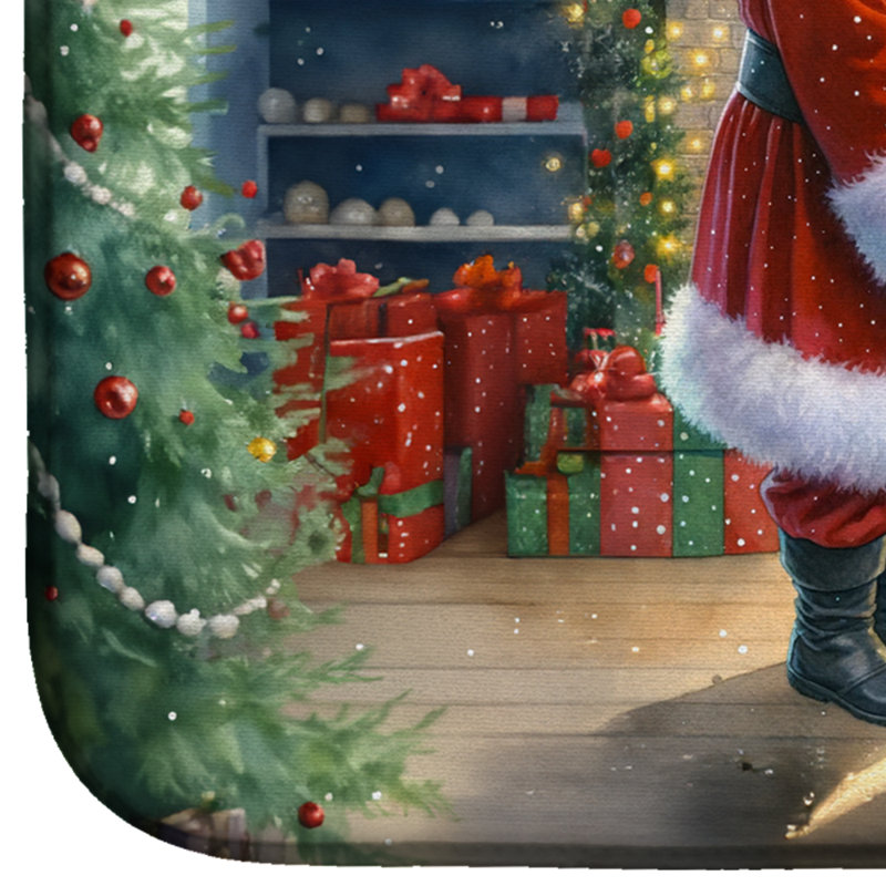Tapis de vaisselle Collie and Santa Claus