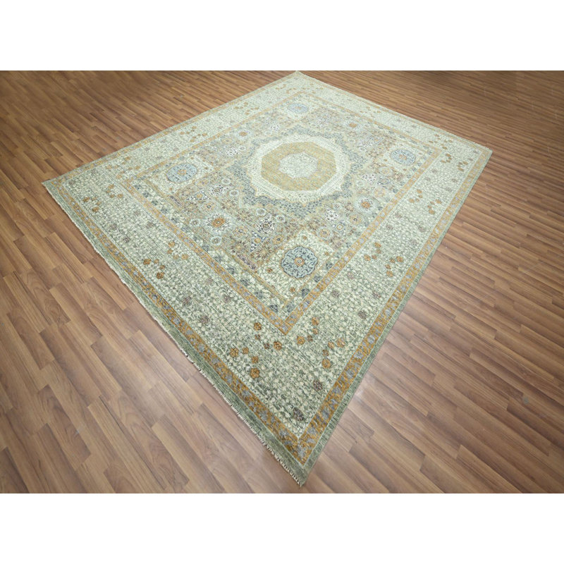 Tapis oriental vert en laine noué à la main 8 pi 2 po x 10 pi 1 po E77B744D82044F5DA4A64C2FACFFC621