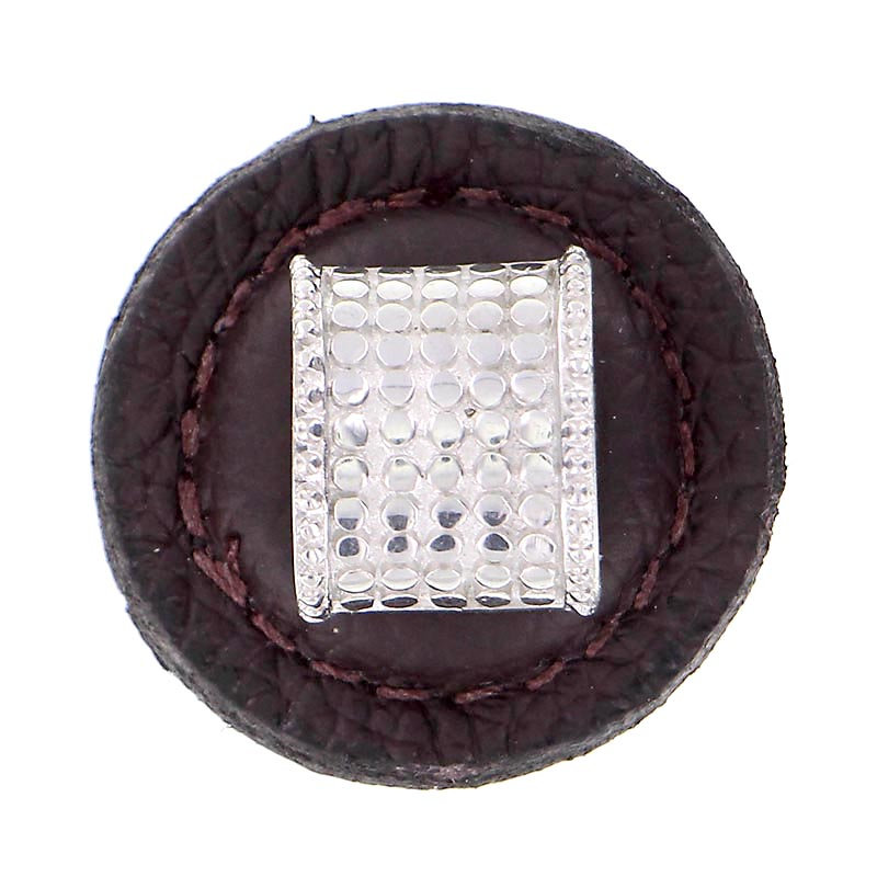 Tiziano Round Knob, Brown, Polished Nickel