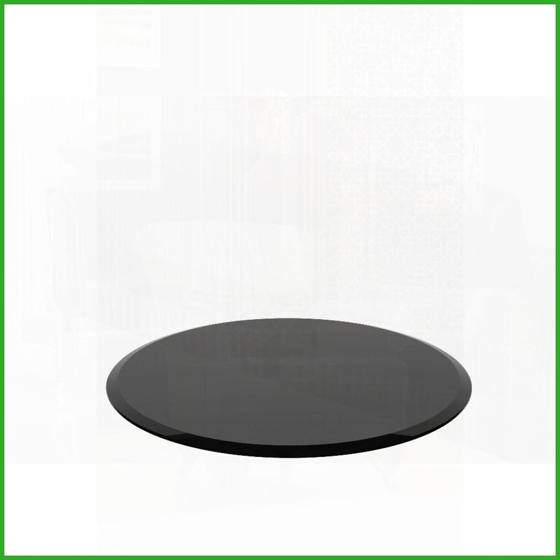 24" Round Tempered Glass Coffee Table Top - 0.4" Thick Beveled Edge, Easy-Clean &amp; Durable, Black, 0.4" H x 24" L x 24" W