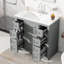 Meuble-lavabo de salle de bain avec lavabo gris 36 po - bois massif et planche, 6 tiroirs, armoire, tablette réglable-1868098582