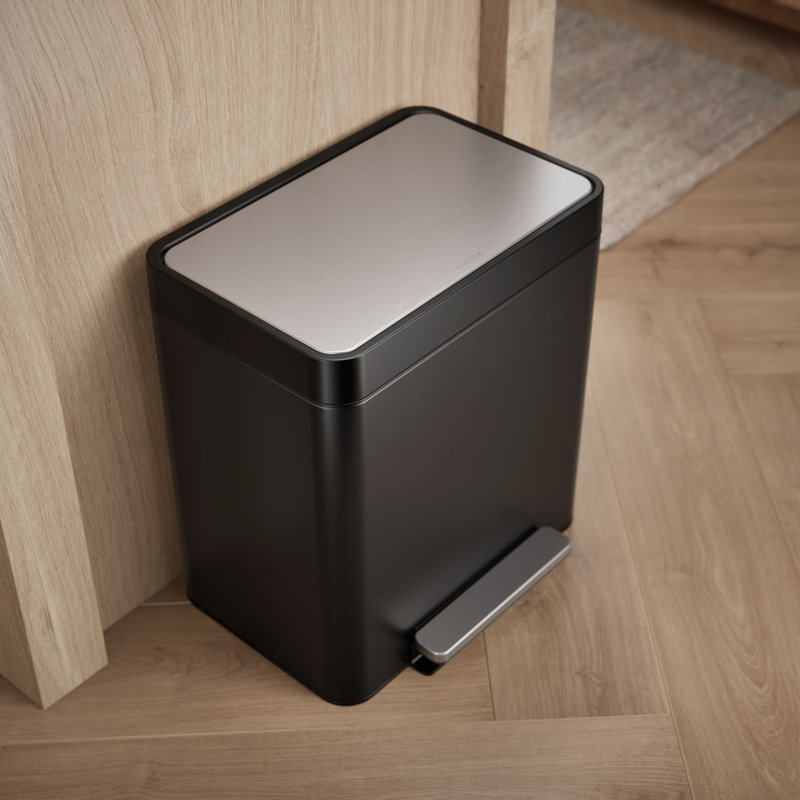 Poubelle compacte en acier inoxydable 8 gallons, Acier inoxydable noir