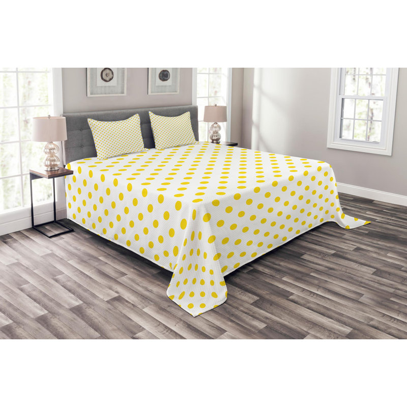 Modern & Contemporary Polyester Dots Coverlet, King Coverlet + 2 Shams