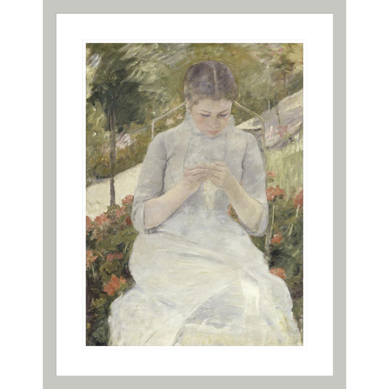 «Girl in the Garden» par Mary Cassatt, impression giclée sur cadre, H 29,5 po x l 23 po
