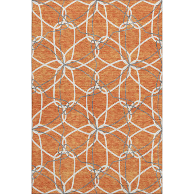 Premium Machine Washable Prisco Orange Rug