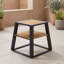 Table d'appoint d'extérieur moderne en bois d'acacia à 2 niveaux avec structure en fer, tablette de rangement pour patio, balcon ou salon-36712648