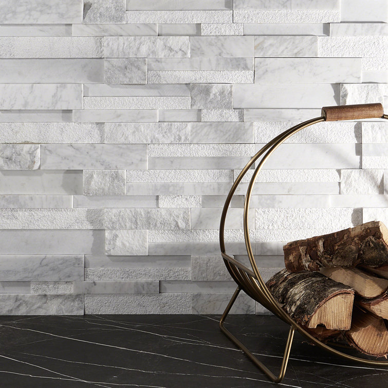 Mountainstone Random Sized Marble Linear Mosaic Wall Tile