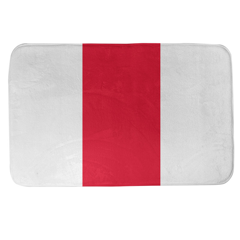 Memory Foam Non-Slip Bath Rug, 17" W x 24" L, White/ Dark Red Middle, Oklahoma 