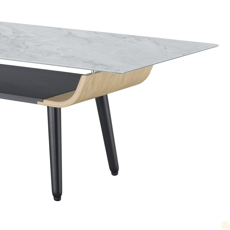 Table basse 47 po avec plateau en verre marbré, Gris