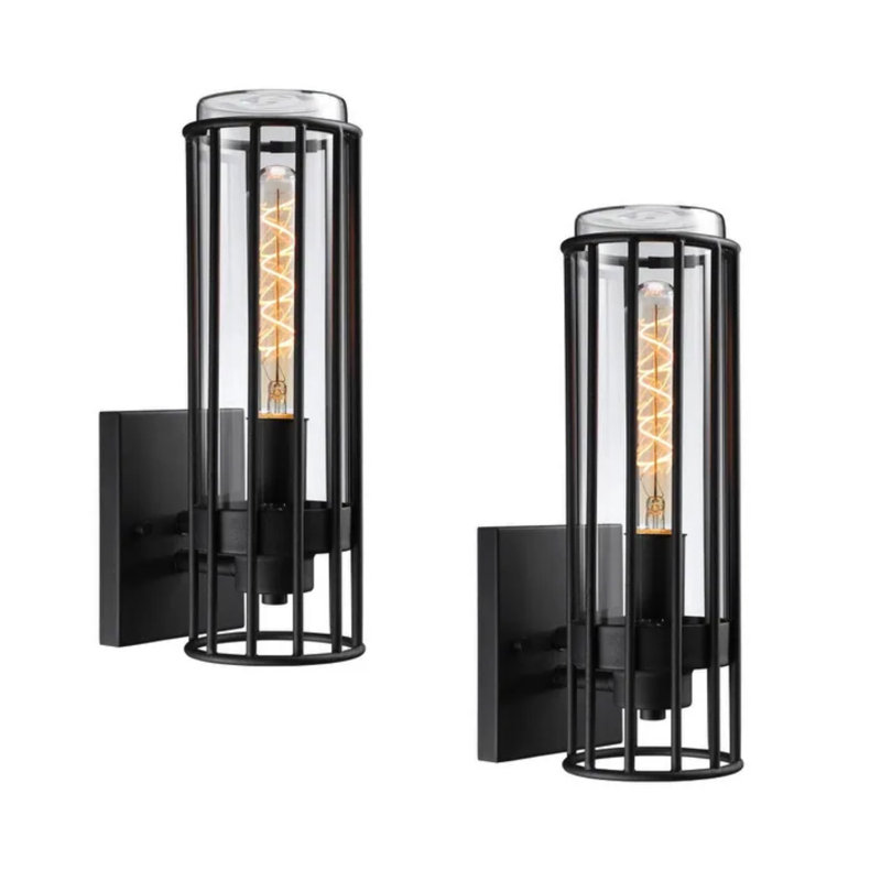 Exterior Wall Sconce, Geometric Style, Max 60W E26 Base, Black