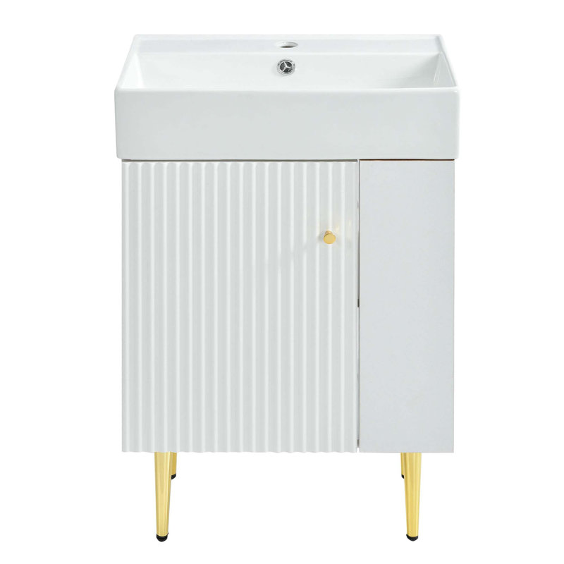 Meuble-lavabo de salle de bain avec lavabo simple en céramique