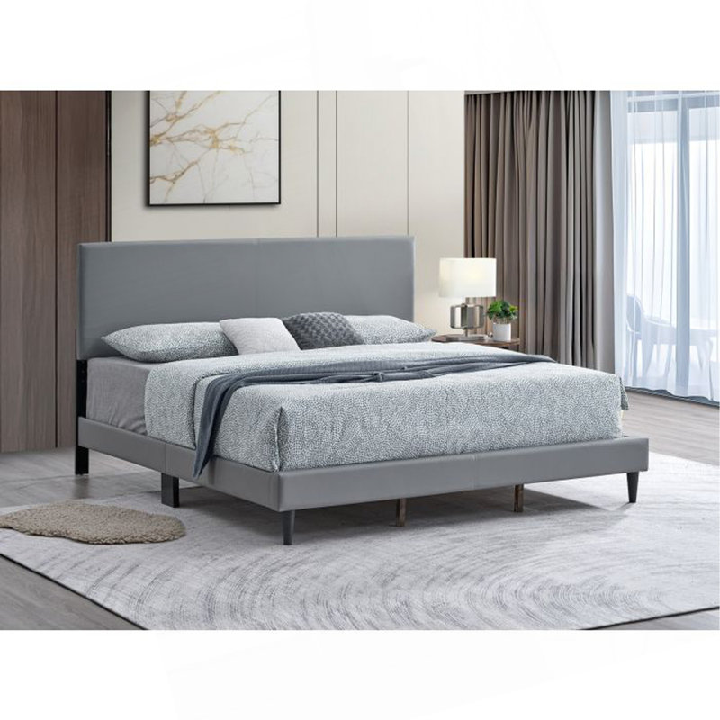 Grand lit Baron (matelas non inclus), Gris clair, Grand lit