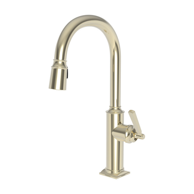 Adams Single Handle Pull Down Kitchen Faucet, French Gold (PVD)