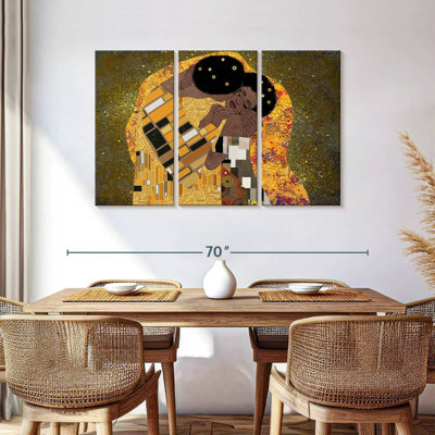 " Black Couple Kiss " 3 Piece Art Print