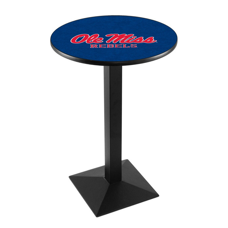 Round Metal Base Dining Table, Black Wrinkle, University of Mississippi