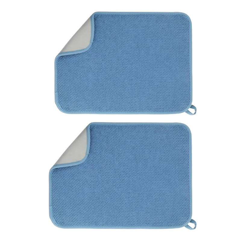 Ensemble de 2 tapis de cuisine en microfibre 20 po x 14 po, paquet de 2 absorbants, Blue