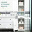 Armoire à linge de salle de bain - grande et mince avec tablette ouverte, tiroir, portes encastrées et tablettes réglables, blanc