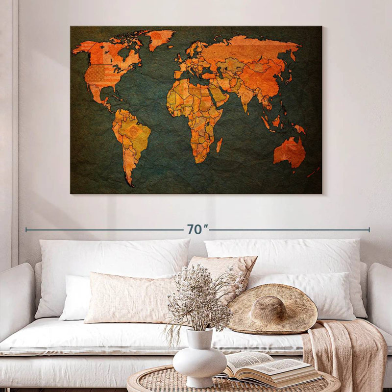Aliaz Flags World Map, 34" H x 51" W