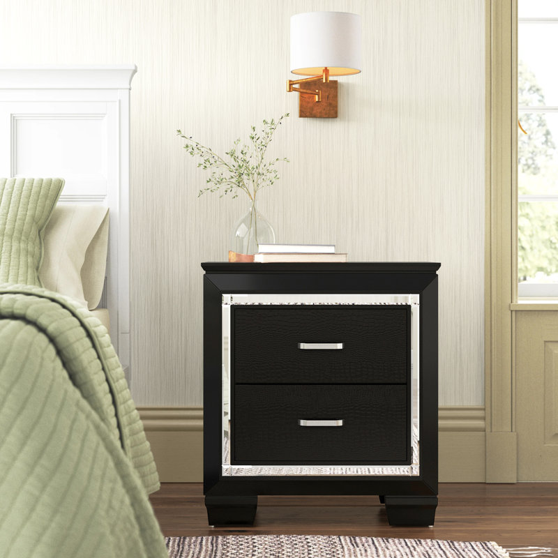 Oscar 28"W 2-Drawer Nightstand, Black