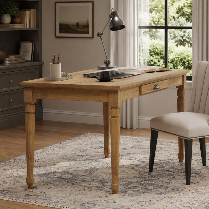 Bureau d'écriture, style campagnard rustique avec tiroir de rangement, très longue table rétro pour bureau à domicile