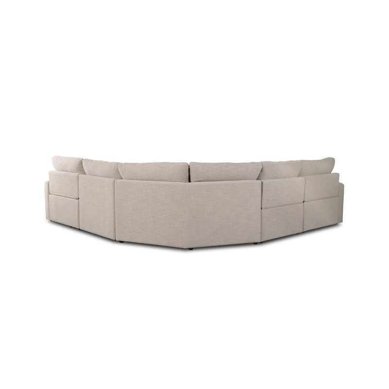 Tillery 5 - Piece Upholstered Sectional, Laken Stone Performance Weave