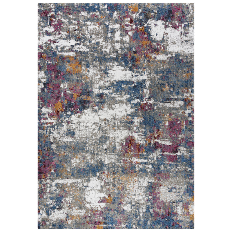 Tapis gris / bleu Pavert, Rectangle 5 pi 2 po x 7 pi 9 po