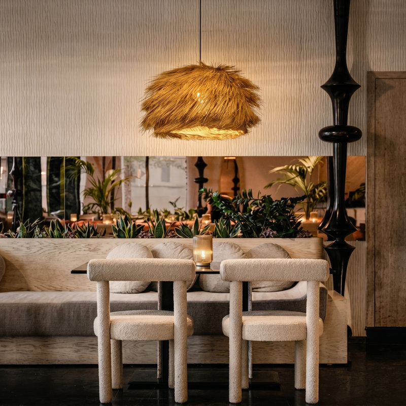Luminaire suspendu 1 lumière Boho avec interrupteur en ligne 16,4 pi, H 13,77 po x l 23,62 po x P 23,62 po