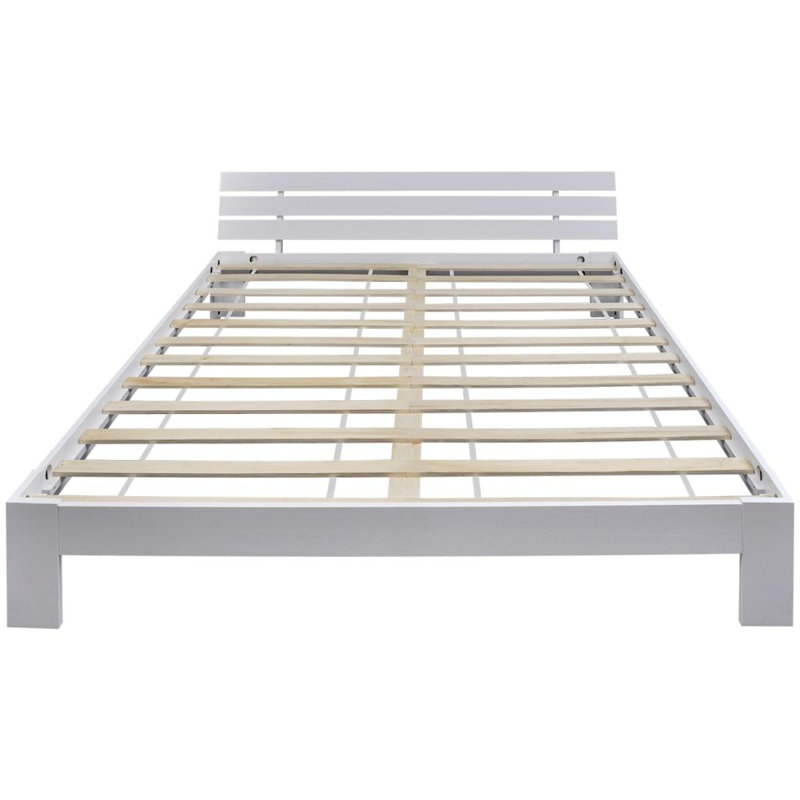 vidaXL Bed Frame Solid Pinewood, European Double (140 x 200 cm), White