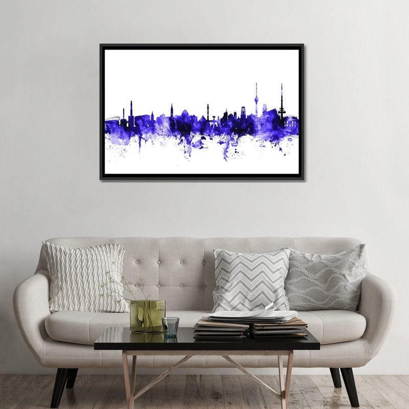 Reproduction d'art graphique sur toile tendue, H 18 po x l 26 po x P 1,5 po, Toile avec cadre flottant noir, Pas de tapis