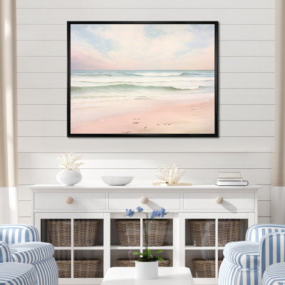 Ocean Tranquility Tender Pink Pastel Sunrise I - Beach Canvas Art Print