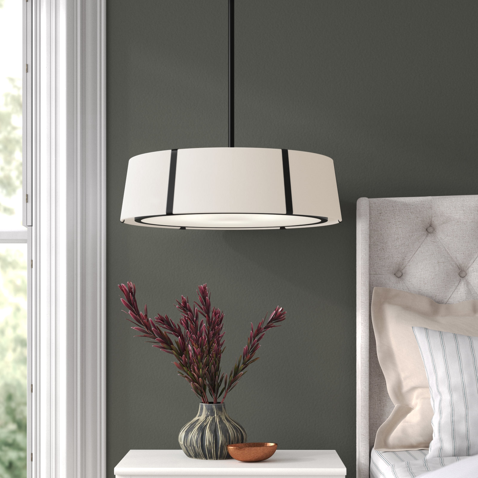 Marietta 6 - Light Dimmable Drum Chandelier, Matte Black