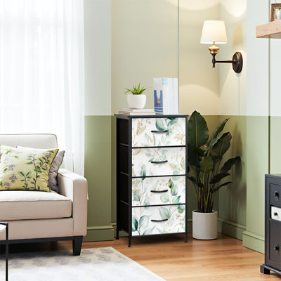 4 Drawer Dresser for Bedroom, Narrow Chest of Drawers, Wooden Top and Study Iron Frame 18"x37.5"-(WxH)