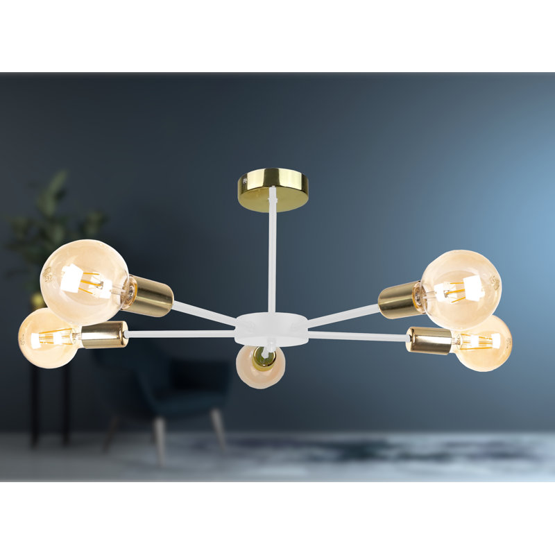 Iberia Flush Mount, White/Gold