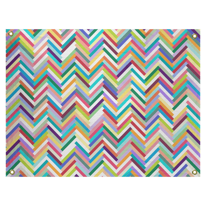 Tapisserie murale chevrons, H 50 po x l 59 po, Arc-en-ciel
