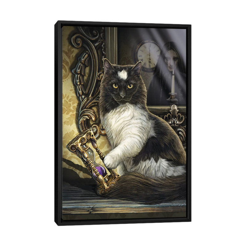 « time up », impression sur toile, H 26 po x l 18 po x P 1,5 po, Pas de tapis, Toile avec cadre noir