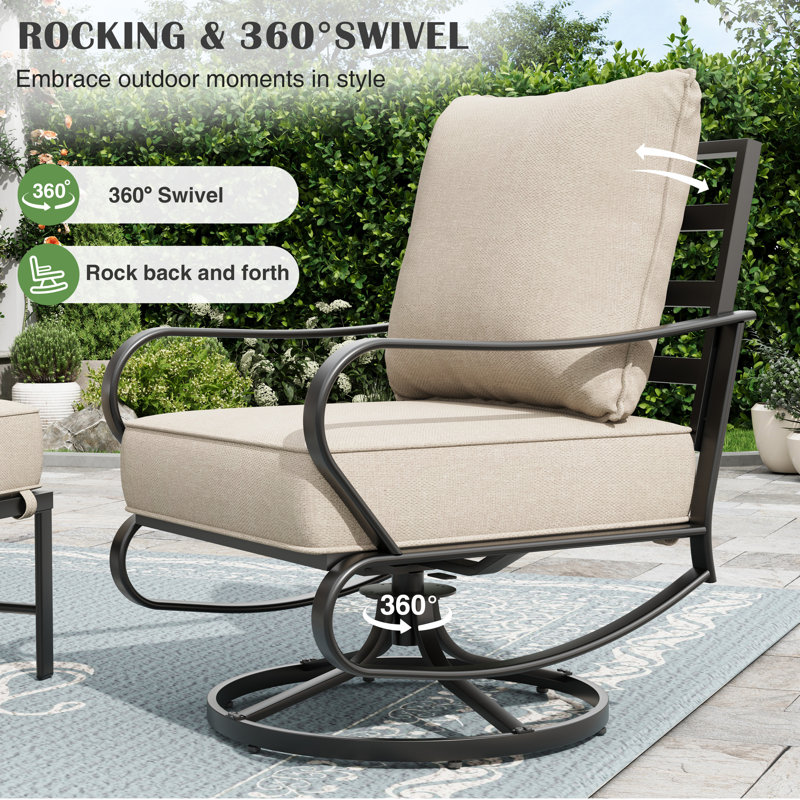 Vanwagenen 5-Person Patio Conversation Set With Cushion, Beige