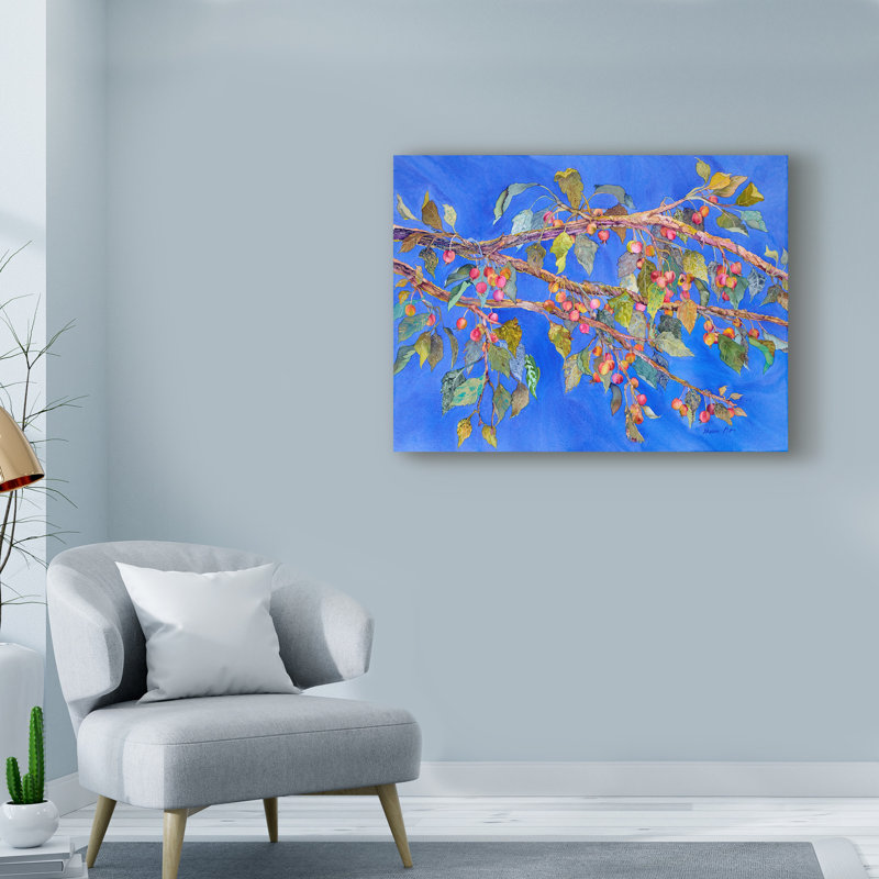 «Crab Apple in Tree», reproduction de peinture acrylique sur toile tendue, H 14 po x l 19 po x P 2 po