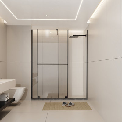 Glass Shower Door, 30 - 60 In.W X 72 In.H Shower Sliding Door Walk-In Shower Screen Dual Usage,1/4 Inch Thick Glass Panel With Stainless Steel Handle, Supporting Bar
