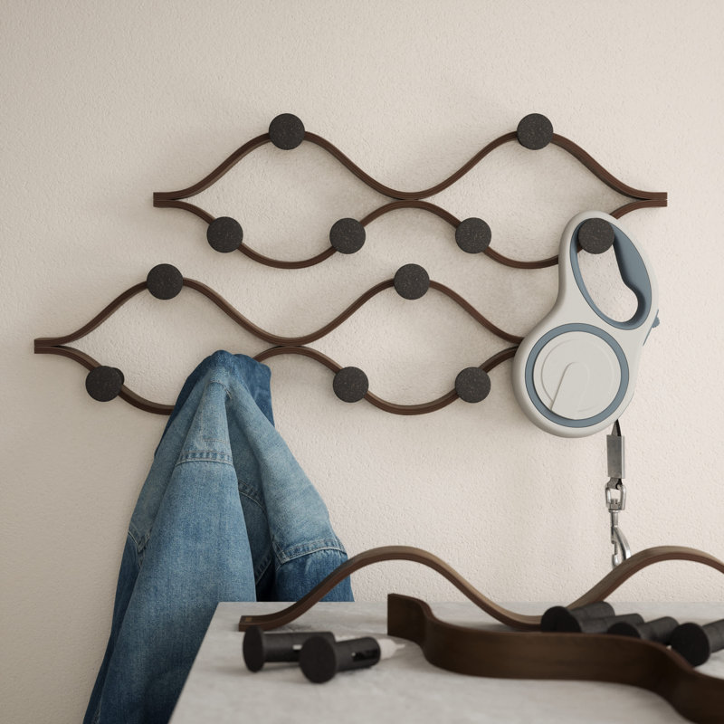 Montage Wall Mounted Required Coat Rack, Black/Brown