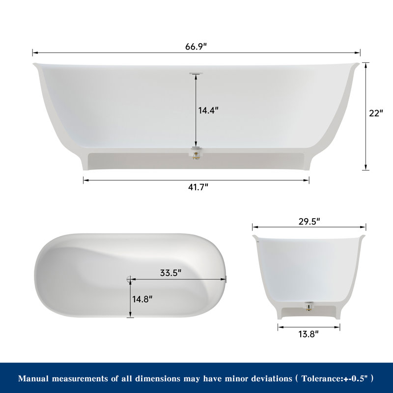 Baignoire de trempage autoportante 66,9 po