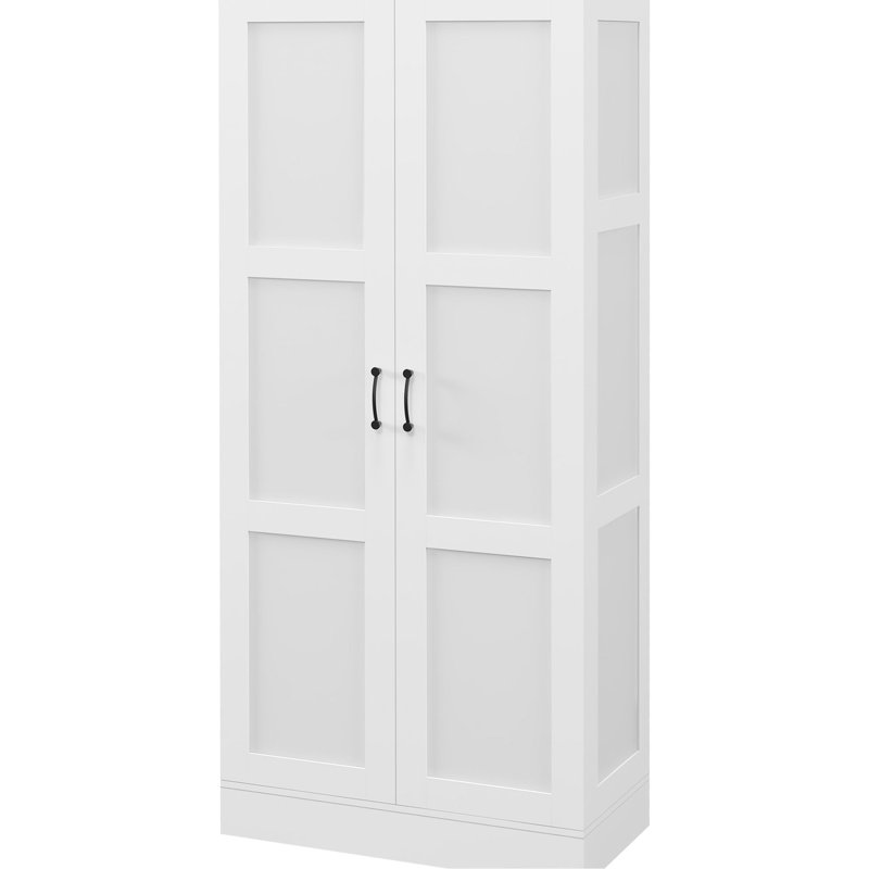 Armoire de rangement de 71 po de hauteur, blanche avec tablettes mobiles et unité de rangement