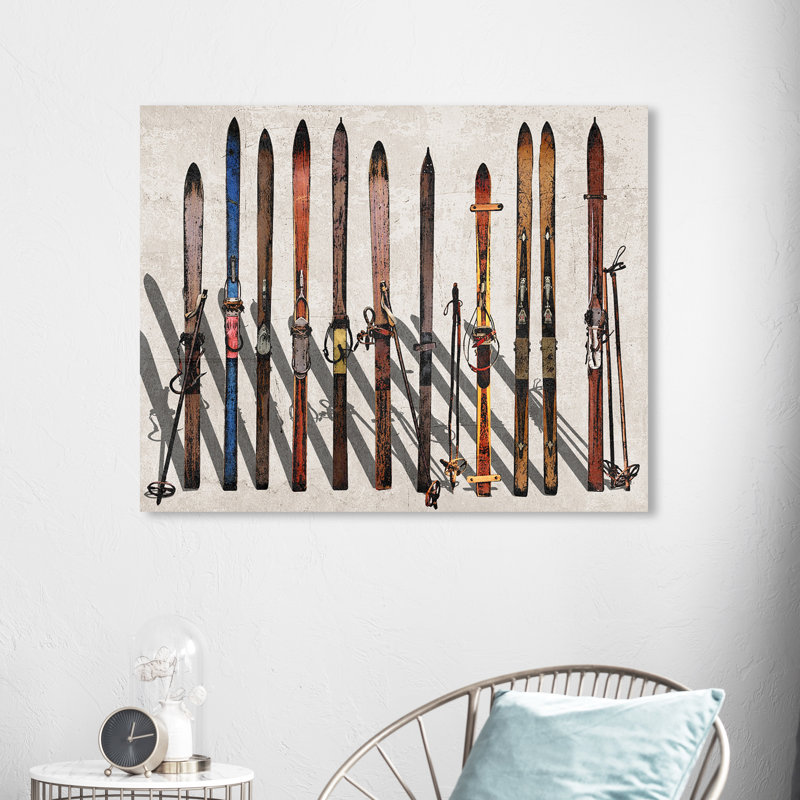 " Sports And Teams Vintage Skis, Modern & Contemporary Brown " by Oliver Gal, 36'' H x 45'' W, Wrapped Canvas