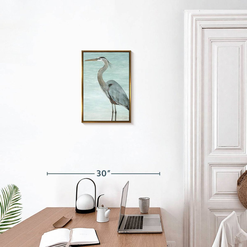 Grand héron, Floating Frame Gold, 13" x 19"